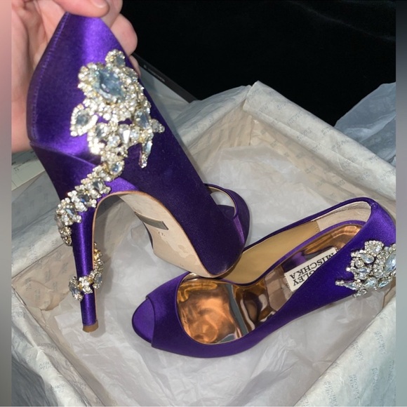 Badgley Mischka 'Royal Embellished' Peep
Toe Pump in Purple - Picture 6 of 16